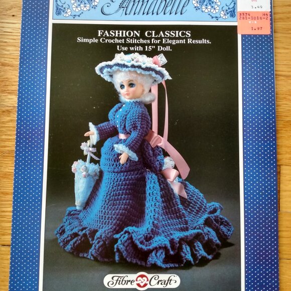 Vintage 15" Doll Dress Crochet Patterns Lot of 3 Wedding Historical Grandmacore - Picture 3 of 9